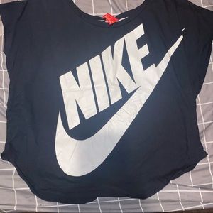 Black and white Nike swoosh top